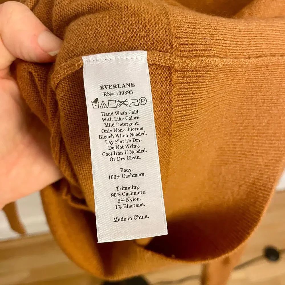 Everlane The Cashmere Crew Cardigan Acorn Brown Size XS 100% Cashmere Knit - Picture 6 of 9